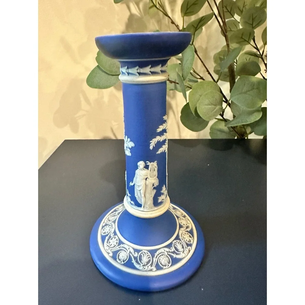 Wedgwood Dark Blue Jasperware Candlestick 7